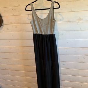 H&M Two-Tone Maxi Dress in Gray and Black